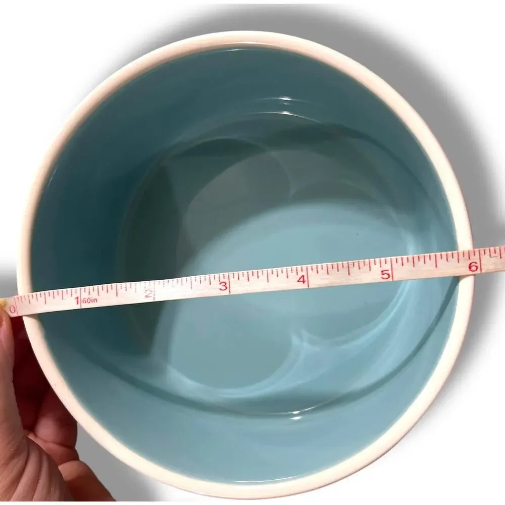 Rae Dunn Pet Dog Cat Dishes Food Bowls Nibble Devour Ceramic White Black Blue